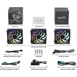 Комплект корпусних вентиляторів SeaSonic MagFlow 120 ARGB (MAGFLOW-ARGB-3) [167889] - мініатюра 9