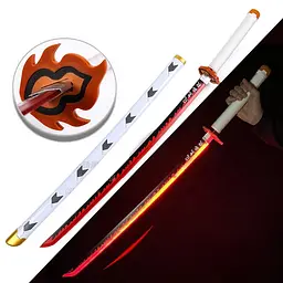 Катана Клинок, що розсікає демонів Ренгоку Demon Slayer Rengoku 103 см декоративне з підсвічуванням