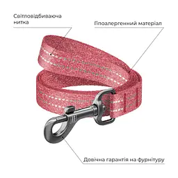 Повідець для собак WAUDOG Re-cotton світловідбивний L-XXL Ш 25 мм Д 500 см червоний (40173) - мініатюра 3