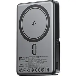 Зовнішній акумулятор Acefast M17 Magnetic Wireless 10000mAh 22.5W QI 15W з підставкою чорний ніжкою - мініатюра 3
