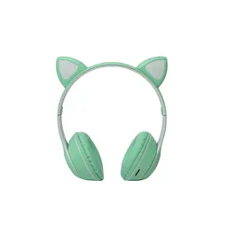 Блютуз навушники дитячі з підсвічуванням і вушками зелені Headset MZ-023 - мініатюра 3