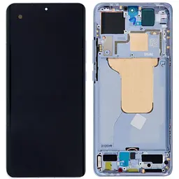 Дисплей Xiaomi 12 /Xiaomi 12X чорний, Amoled, оригінал PRC переклеєне скло, з рамкою синого кольору, Blue