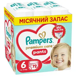 Набір підгузки-трусики Pampers Premium Care Pants Розмір 6 (13-19 кг) 72 шт.
