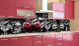Вініловий кухонний фартух Вишні та Кубики Льоду наклейка для кухні ПВХ червоні Ягоди Чорний Happy Pocket Z181712 - мініатюра 4
