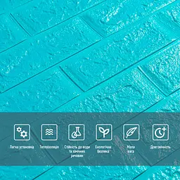 3D панель Sticker Wall самоклеюча 700х770х5мм цегла Бірюза 002-5 SW-00000084 - мініатюра 4