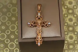 Хрестик Xuping Jewelry з розп"яттям маркізи по краях 4 см золотистий