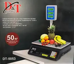 Ваги торговельні DT-5053 електронні до 50 кг з дисплеєм і підсвіткою на стійці Чорні - мініатюра 1