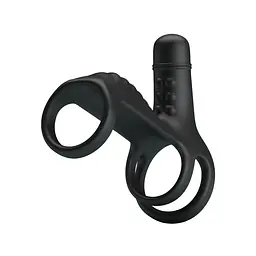 Насадка на пеніс з вібрацією Pretty Love Vibrating Penis Sling 11.5 см чорний - мініатюра 2