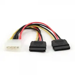 Перехідник живлення Molex (M) - 2 x SATA (F), 30 см, Cablexpert (CC-SATA-PSY-0.3M)