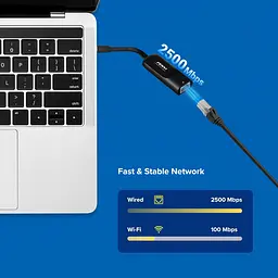 Мережевий адаптер Type - C на RJ45 Fenvi FR-G2500C 2500mbps 2.5 g Ethernet перехідник мережева карта Black (19129) - мініатюра 3