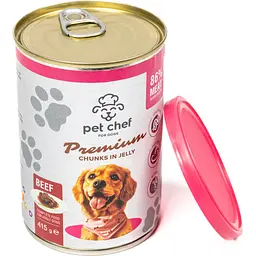 Вологий корм для дорослих собак Pet Chef Шматочки в желе з яловичиною 415 г - мініатюра 3