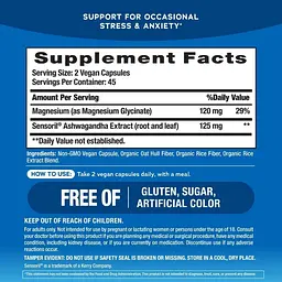 Ашваганда та магній гліцинат Natural Vitality MAXCALM Ashwagandha + Magnesium Glycinate 90 веганських капсул - мініатюра 4