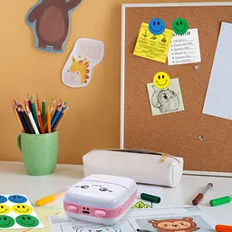 Bluetooth термопринтер JETIX Mini printer Pink з набором олівців і термопаперів у комплекті - мініатюра 3