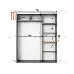 Шафа-купе Idea серія 5 170 x 45 x 210 см Венге темний Дзеркало - мініатюра 2