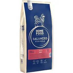 Сухий корм для активних дорослих собак середніх порід Home Food Balanced Formula Active з яловичиною 10 кг