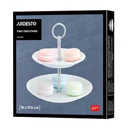Блюдо 2-х ярусне Ardesto 16х16х17.5 см біле (AR0958) - мініатюра 4