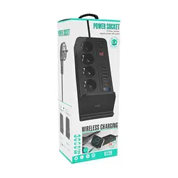 Мережевий фільтр живлення Voltronic G12H, 4 роз, 4USB 3,2А, 2 Type-C, 2м Black (YT-G12H) - мініатюра 6