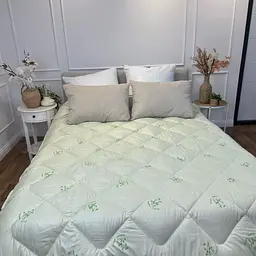 Ковдра євро стьобана зимова з бамбукового волокна Leri Max 21530 195х210 см салатова - мініатюра 3