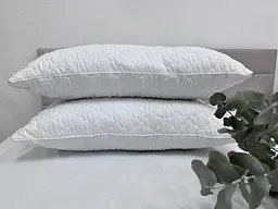 Подушка Ecotton 50х70 см антиалергенна подвійна з чохлом наволочкою на блискавці із мікрофібри біла White (19003) - мініатюра 4