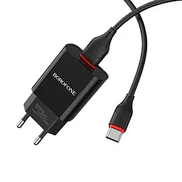 Зарядний пристрій комплект із кабелем USB-C Borofone BA20A Sharp набір чорний
