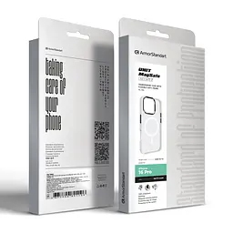 Чехол Apple iPhone 16 Pro, Unit MagSafe, белый, прозрачный, магсейф, ударопрочный, магнитный, панель-накладка с поддержкой MagSafe, с поддержкой беспроводной зарядки, TPU+PC, защита всего корпуса, ударопрочный, ArmorStandart (ARM78712) - мініатюра 6