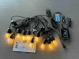 Вулична гірлянда SunLamp Edison 10 ламп на сонячній батареї Solar з пультом та подвійним живленням - мініатюра 2