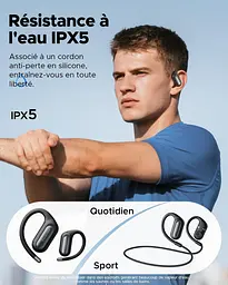 Бездротові навушники Truefree DS1 Bluetooth 6.0 з вушними гачками, космічний звук, 4 прозорі мікрофони, 40 годин - мініатюра 4