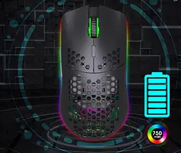 Миша бездротова HYSJ Т66 з акумулятором та підсвічуванням 2,4G Black - мініатюра 3