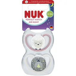 Пустушка Nuk Perfect Match Air Night силіконова розмір 3 18-36 міс. вівця зірки 2 шт. (3954170)