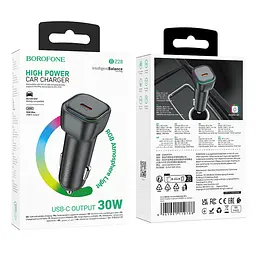 Автомобільний зарядний пристрій BOROFONE BZ28 Trophie single port PD30W car charger чорний - мініатюра 2