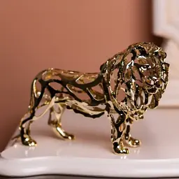 Декоративна фігурка Yiwu Lion 29х11х20 см металева статуетка колекційна для дому декор на камін HP-7-14 - мініатюра 2