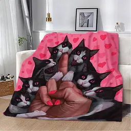 Плед плюшевий 3D Сміливі котики 160х200 см