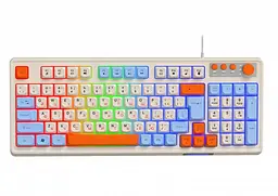 Клавіатура Maxxter KBG-3C01-UA, білий, USB, 98 кнопок, LED підсвічування, 1.8 м