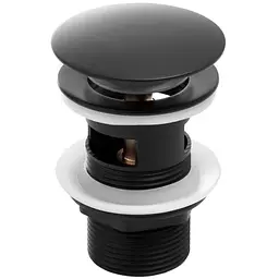 Донний клапан для умивальника Yoka click-clack black з переливом BK.POP-14-ZP-BLK, Чорний матовий - мініатюра 1