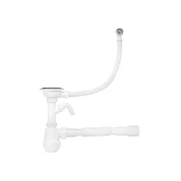 Сифон для кухонної мийки Kroner KRP-KS02R-1 3 1/2"×40/50 мм з відведенням для пральної машини, з круглим переливом CV032077