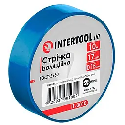 Стрічка електроізоляційна Intertool ізолента 10 м синя в упаковці 10 шт.