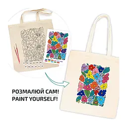 Набір для творчості Rosa Talent екосумка-розмальовка, Funny Flowers, 38х42 см (4823098543510) - мініатюра 3