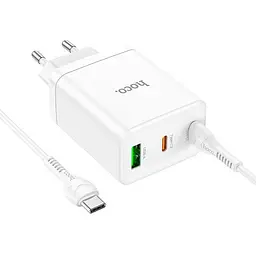Адаптер мережевий HOCO Type-C to Type-C Cable Start three-port charger N33 набір білий - мініатюра 3