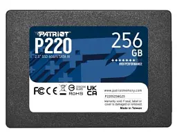 Твердотільний накопичувач SSD 256Gb, Patriot P220, SATA3, 2.5", 3D TLC, 550/490 МБ/с (P220S256G25)