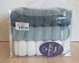 Набір турецьких махрових рушників Cestepe MicroCotton Premium 3 штуки 50x90 Ezgi 6 щільність 600 г/м2