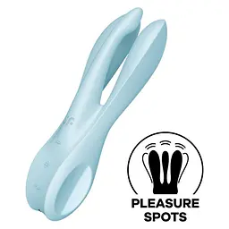 Багатофункціональний вібратор Satisfyer Threesome 1 14 см блакитний - мініатюра 3