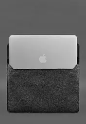 Чохол-конверт BlankNote із клапаном шкіра+фетр для MacBook 14" Чорний Crazy Horse - мініатюра 4
