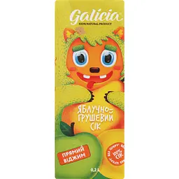 Сік Galicia яблучно-грушевий неосвітлений пастеризований 0.2 л