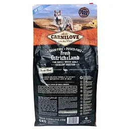 Сухий корм Carnilove Fresh Ostrich & Lamb для дорослих собак дрібних порід, ягня та страус, 6 кг - мініатюра 4