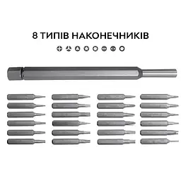 Набір 24 в 1 магнітних прецизійних викруток Kit Bits SET 2 для точних робіт, дрібного ремонту в кейсі - мініатюра 2