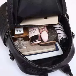 Шкіряний класичний жіночий рюкзак чорний 94083 Tiding Bag - мініатюра 6