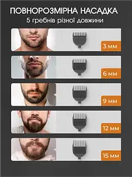Тример для бороди VGR STYLISH PROFESSIONAL SET 5 Вт 16 насадок , Чохол у подарунок - мініатюра 6