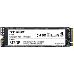 Внутренний SSD диск M.2 Patriot P300 512GB NVMe 2280 PCIe 3.0x4 (P300P512GM28)