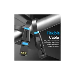 Патч-корд Vention 1 м, UTP Cat. 6 RJ-45 плаский чорний (IBJBF) - мініатюра 2