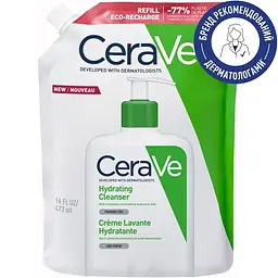 Зволожувальна очищувальна емульсія CeraVe для нормальної та сухої шкіри обличчя і тіла (змінний блок) 473 мл - мініатюра 2